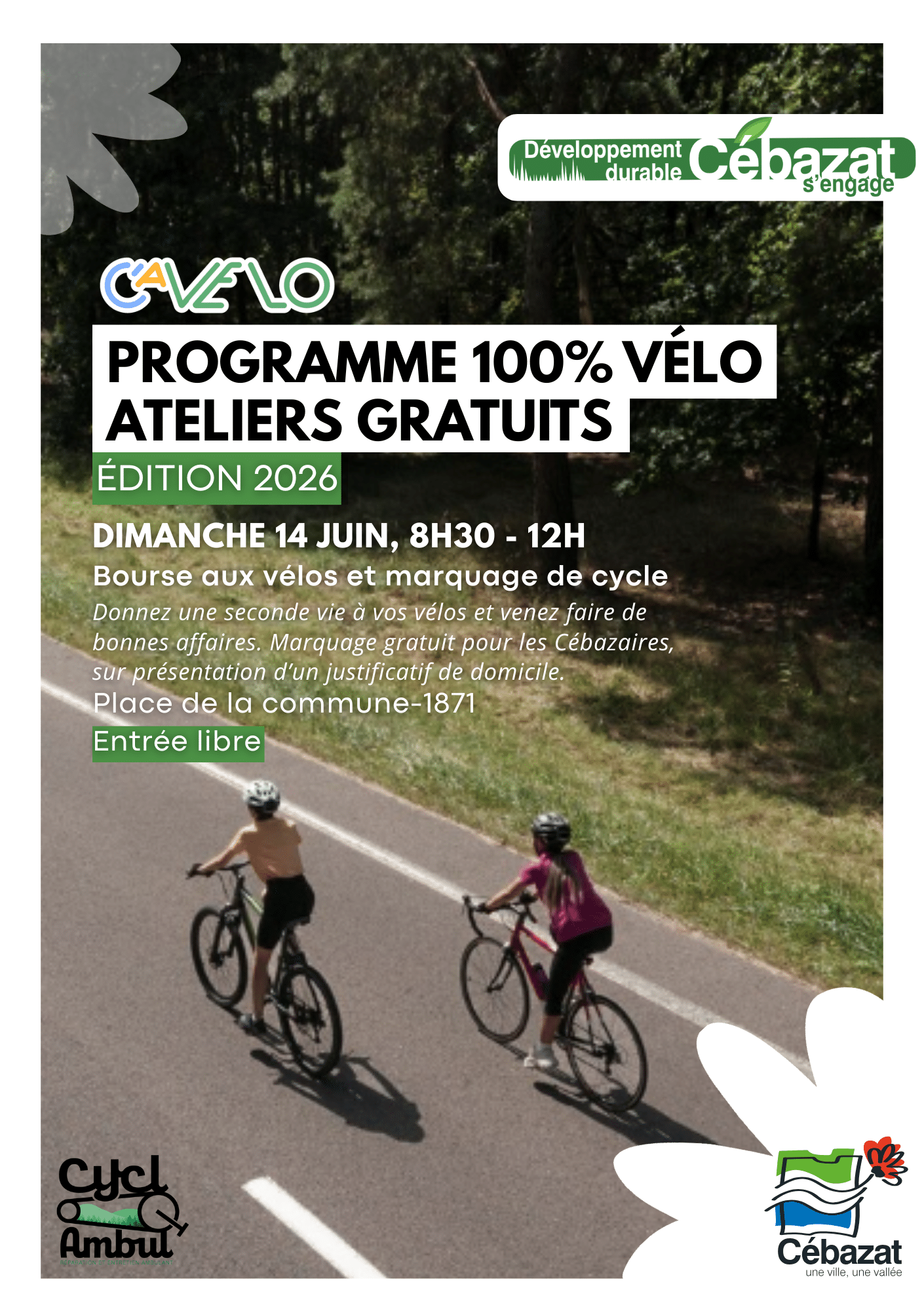 Flyer C'à vélo 2026 bourse aux vélos 14-06