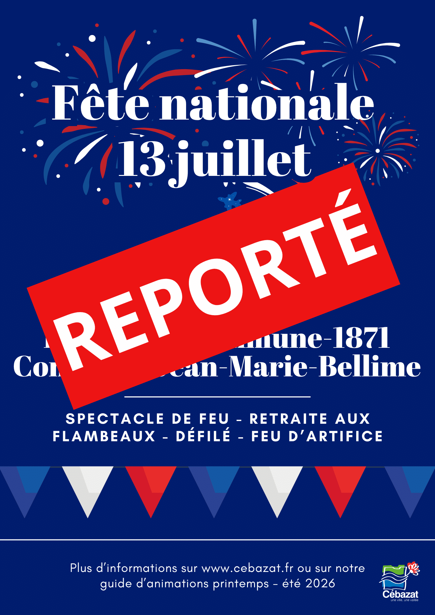 Flyer fête nationale 2026 REPORTÉ