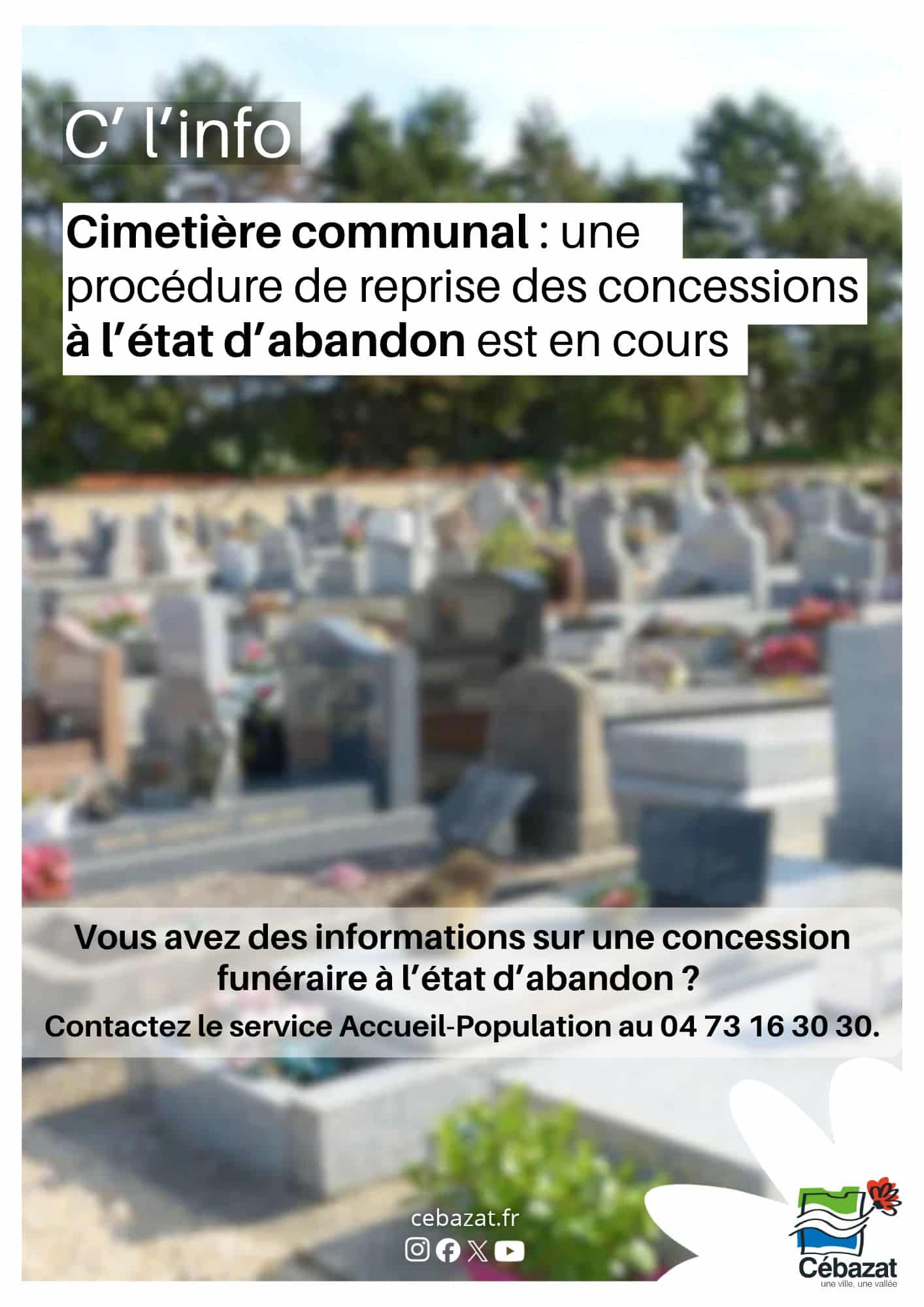 Affiche cimetière procédure reprise concessions